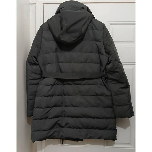 Escada womens xl goose down puffer hooded jacket gray coat - Picture 4 of 9